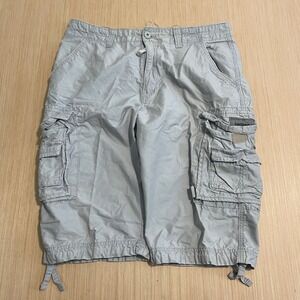 Unionbay Mens Cargo Shorts Size 34 Light Grey Cotton Multi Pocket Utility Y2K